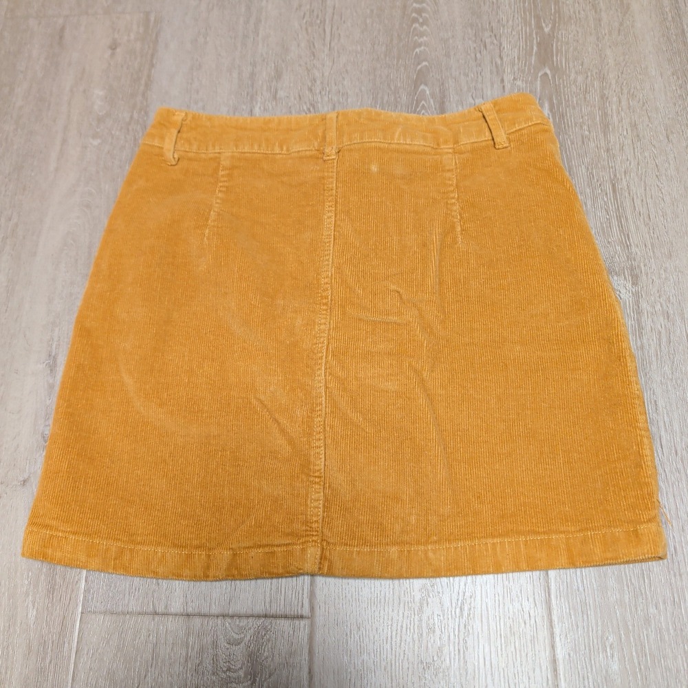 Wild Fable Corduroy Mini Skirt Womens 12 Mustard Yellow Excellent Button Front - Picture 2 of 7